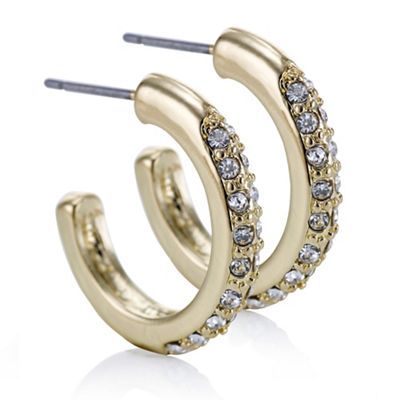Designer gold pave hoop earring